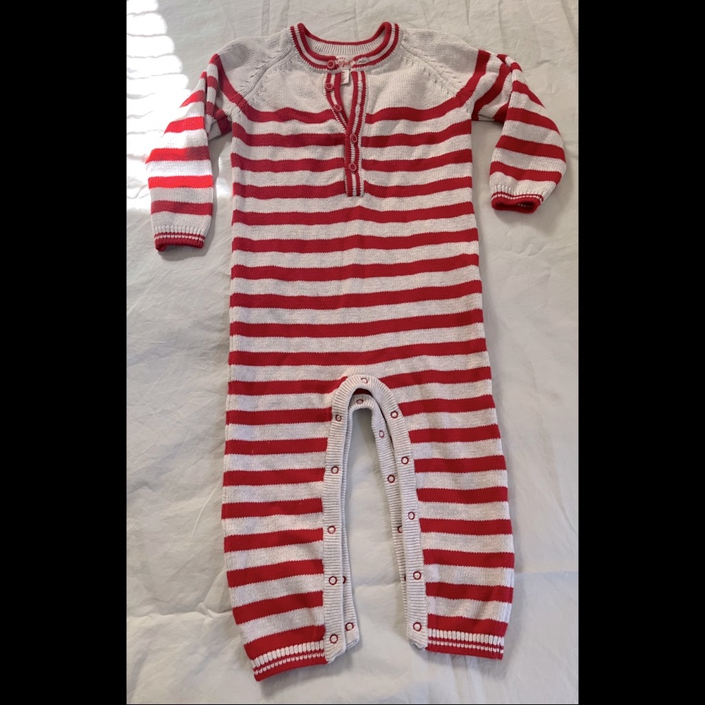 Cat & Jack Red & Gray Striped One Piece, Size 18 Months